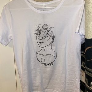 White shirt with planets